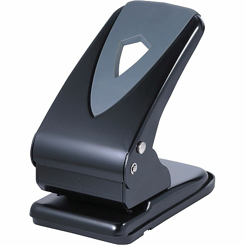 Business Source Two-hole Metal Punch 2 Punch Head(s) - 65 Sheet of 20lb Paper - 1/4" Punch Size - Metal - Black, Gray (BSN62896)