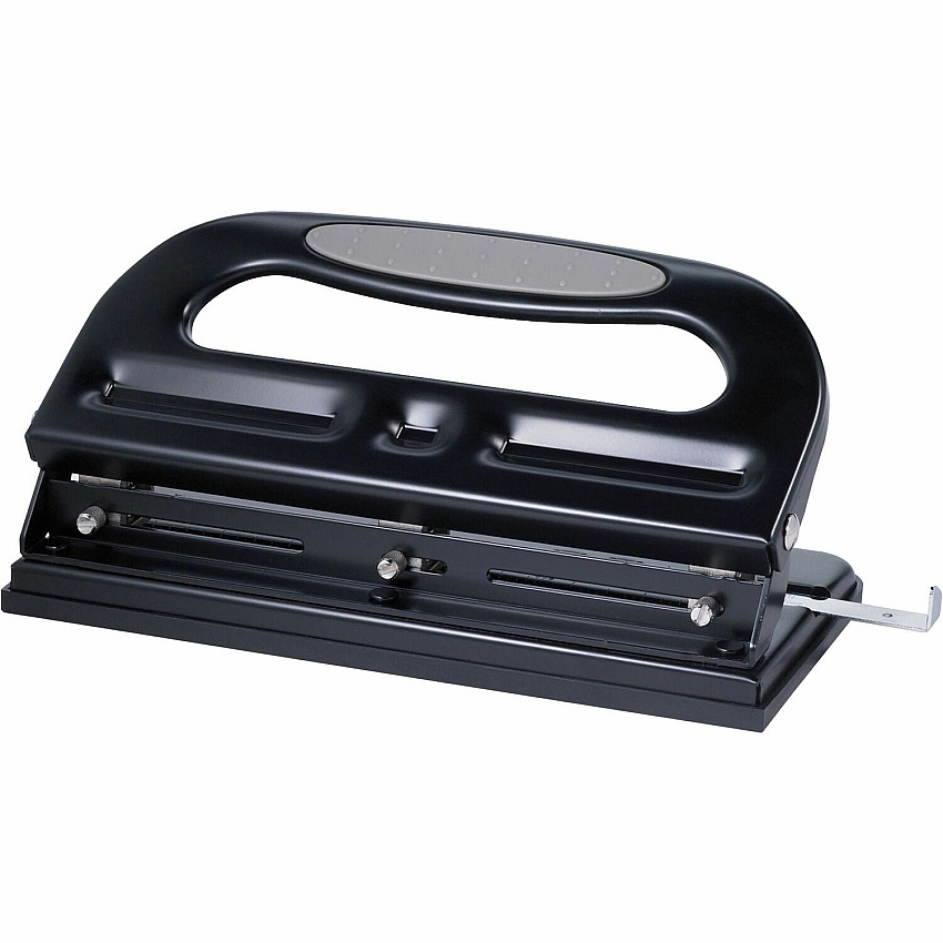 Business Source Three-hole Heavy-duty Punch 3 Punch Head(s) - 40 Sheet of 20lb Paper - 9/32" Punch Size - Black (BSN62897)