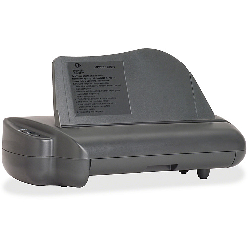 Business Source Electric Adjustable 3-hole Punch 3 Punch Head(s) - 30 Sheet of 20lb Paper - 1/4" Punch Size - 17.8" Width x 5.3" Depth x 8.3" Height - Gray (BSN62901)