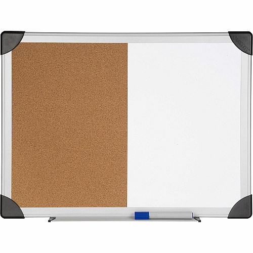 Lorell Combo Dry-Erase/Cork Board 18" Board Height x 24" Board Width - Natural Cork Surface - Self-healing - Aluminum Frame - 1 Each (LLR19290)