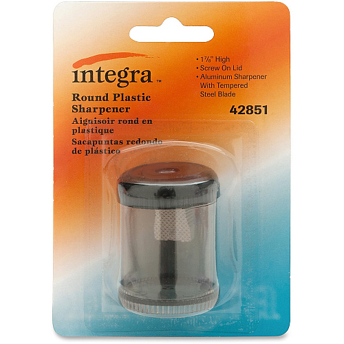 Integra Handheld 1-hole Pencil Sharpener Canister Desktop, Handheld - 1 Hole(s) - Plastic, Aluminum - Smoke - 1 Each (42851)