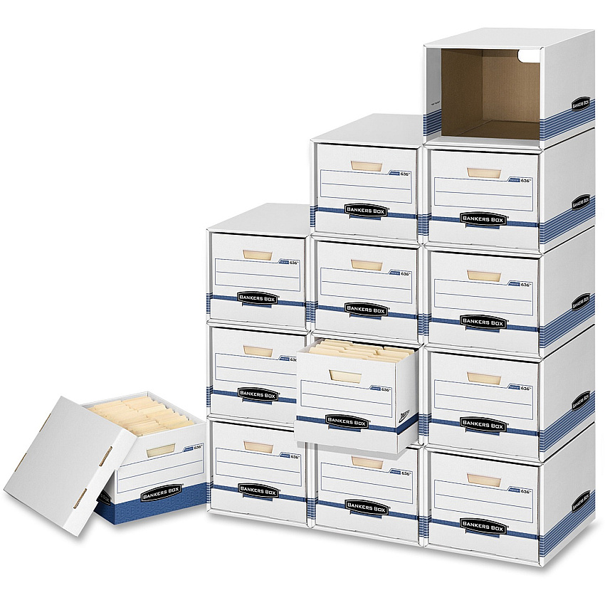 Bankers Box File/Cube File Storage Box Shell Internal Dimensions: 13" Width x 16.50" Depth x 10.50" Height - External Dimensions: 13.9" Width x 16.9" Depth x 11.4" Height - Media Size Supported: Legal, Letter - Stackable - White, Blue - For File - (01626)