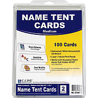 C-Line Embossed Cardstock Name Tents Letter - 8 1/2" x 11" - White - 100 / Box (87587)