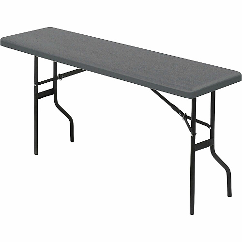 Iceberg IndestrucTable TOO 1200 Series Foldlng Table Rectangle Top - Contemporary Style - 250 lb Capacity - 72" Table Top Length x 18" Table Top Width - 29" Height - Indoor, Outdoor - Charcoal, Powder Coated - Polyethylene Top Material - 1 Each (65367)