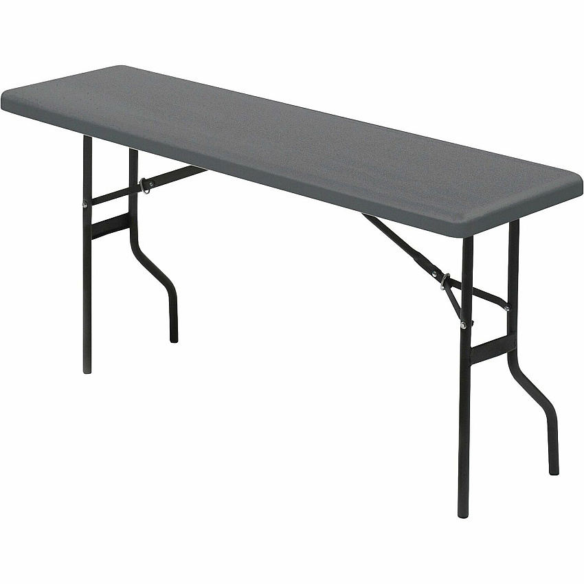 Iceberg IndestrucTable TOO 1200 Series Foldlng Table Rectangle Top - Contemporary Style - 250 lb Capacity - 72" Table Top Length x 18" Table Top Width - 29" Height - Indoor, Outdoor - Charcoal, Powder Coated - Polyethylene Top Material - 1 Each (65367)