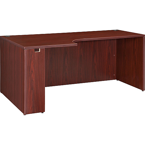 Lorell Essentials Series Left Corner Credenza 70.9" x 35.4" x 29.5" - Finish: Laminate, Mahogany - Leveling Glide (LLR69906)