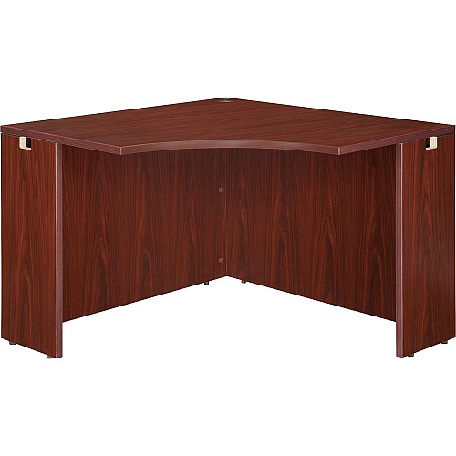 Lorell Essentials Series Corner Desk 29.5" Height x 41.4" Width x 41.4" Depth - Finish: Laminate, Mahogany - Leveling Glide (LLR69918)