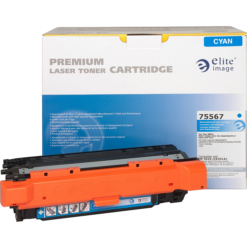 Elite Image Remanufactured Laser Toner Cartridge - Alternative for HP 504A (CE251A) - Cyan - 1 Each 7000 Pages (75567)