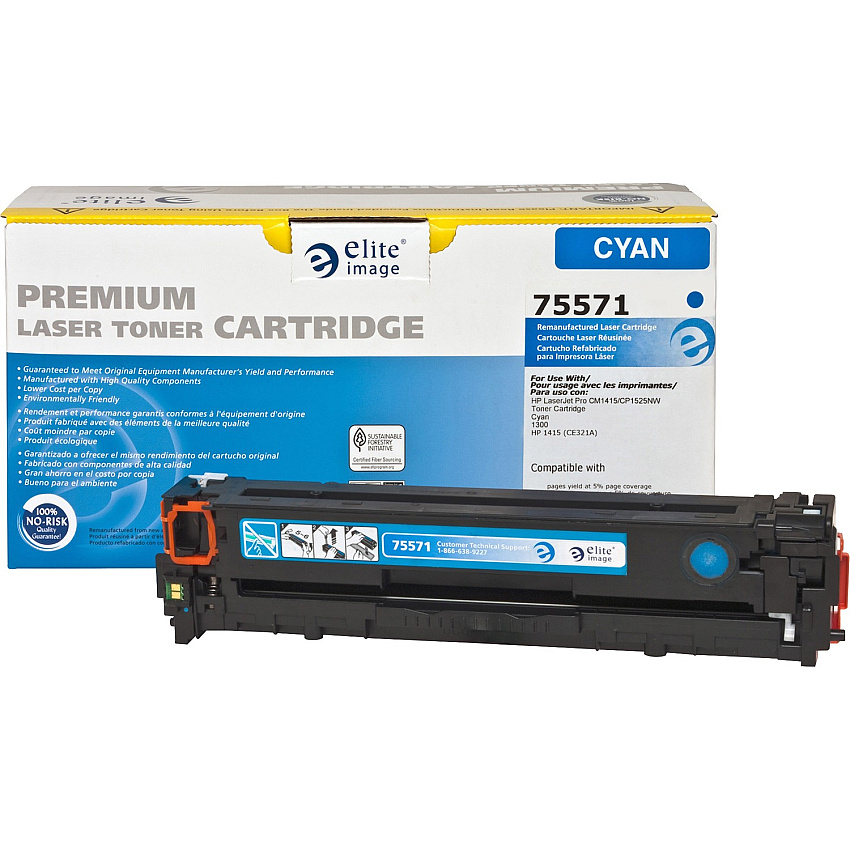 Elite Image Remanufactured Laser Toner Cartridge - Alternative for HP 128A (CE321A) - Cyan - 1 Each 1300 Pages (75571)