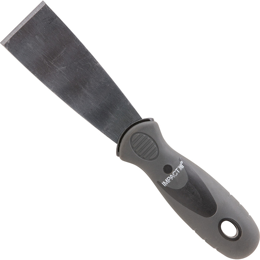 Impact Stiff Putty Knife 1.50" Stainless Steel Blade - Polypropylene Handle - Hanging Hole, Ergonomic Handle, Chemical Resistant, Rust Resistant, Solvent Proof, Heavy Duty, Durable - Silver - 1Each (3316)