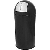 Genuine Joe Push Open Round Top Receptacle 12 gal Capacity - Round - 29.2" Height x 14.8" Diameter - Black - 1 Each (GJO58887)