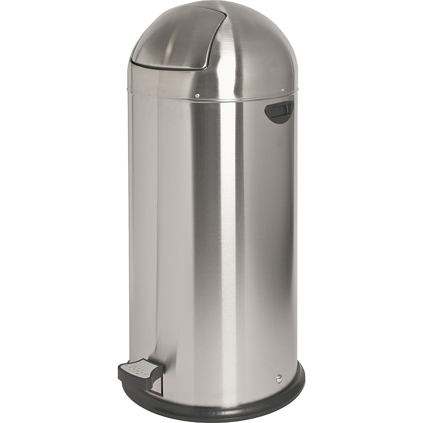 Genuine Joe 13.5 Gallon Pedal Receptacle Bin 13.50 gal Capacity - Easy to Clean, Foot Pedal - 37.4" Height x 17.5" Diameter - Steel - Stainless Steel - 1 Each (58888)