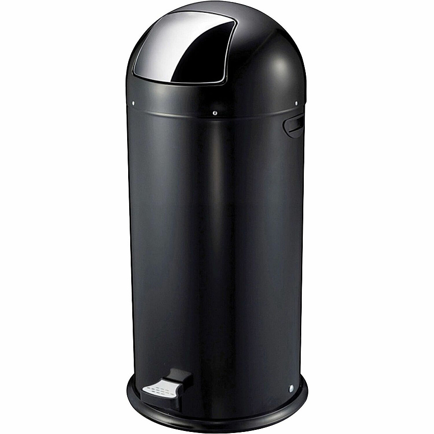 Genuine Joe 13.5 Gallon Pedal Receptacle Bin 13.50 gal Capacity - Foot Pedal, Easy to Clean - 37.4" Height x 17.5" Diameter - Steel - Black - 1 Each (GJO58890)