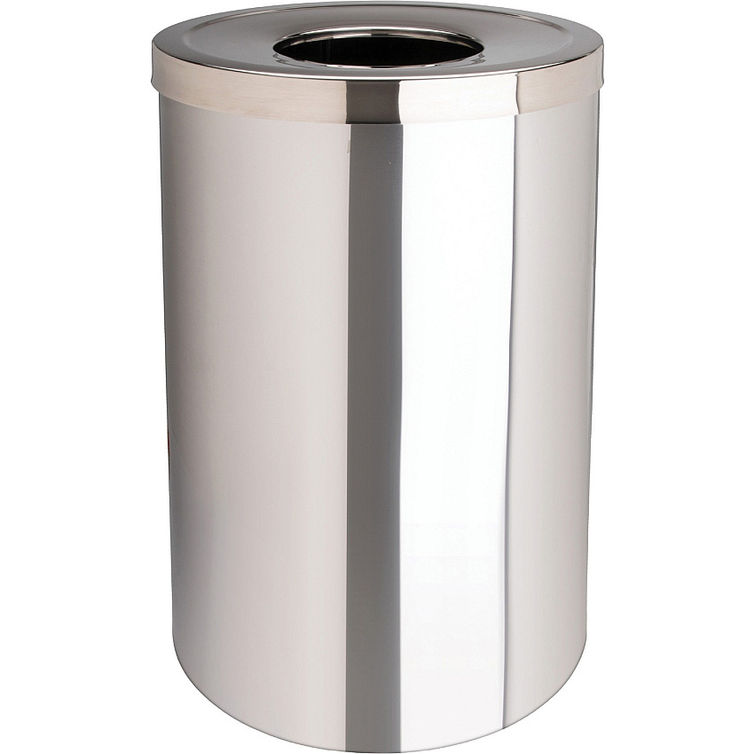 Genuine Joe 30 Gallon Stainless Steel Trash Receptacle 30 gal Capacity - Durable, Heavy Duty - 31.5" Height x 20" Diameter - Stainless Steel - Silver - 1 Each (GJO58895)