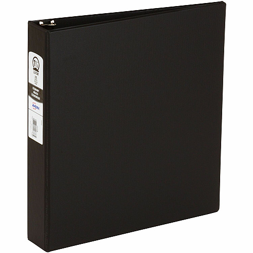 Avery&reg; Standard Binder, 1.5" Round Rings, Color May Vary 1 1/2" Binder Capacity - Letter - 8 1/2" x 11" Sheet Size - 275 Sheet Capacity - 2 1/10" Spine Width - 3 x 1.50" Ring - Fastener: Round Ring - Pocket: 2, Internal - Polypropylene - Black (11778)