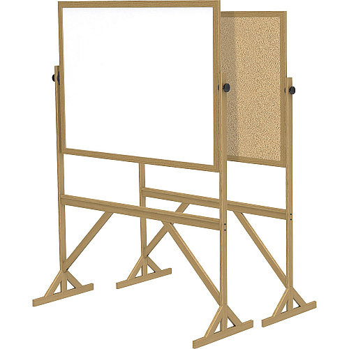 Ghent Reversible Cork Bulletin Board/Whiteboard with Wood Frame 48" (4 ft) Width x 36" (3 ft) Height - Natural White Cork Surface - Wood Frame - Eraser Included - 1 Each (RMK34)