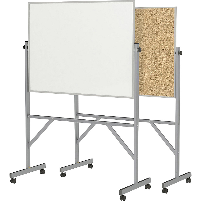 Ghent Reversible Cork Bulletin Board/ Non-Magnetic Whiteboard with Aluminum Frame 48" (4 ft) Width x 36" (3 ft) Height - Natural White Surface - Aluminum Frame - Eraser Included - 1 Each (ARMK34)