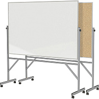Ghent Reversible Cork Bulletin Board/Non-Magnetic Whiteboard with Aluminum Frame 72