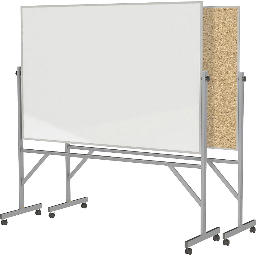 Ghent Reversible Cork Bulletin Board/Non-Magnetic Whiteboard with Aluminum Frame 72" (6 ft) Width x 48" (4 ft) Height - Natural White Surface - Aluminum Frame - Eraser Included - 1 Each (ARMK46)
