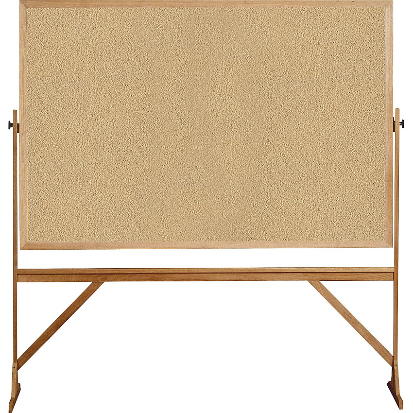 Ghent Reversible Cork Bulletin Board with Wood Frame 72" (6 ft) Width x 48" (4 ft) Height - Natural Cork Surface - Wood Frame - Eraser Included - 1 Each (RKK46)