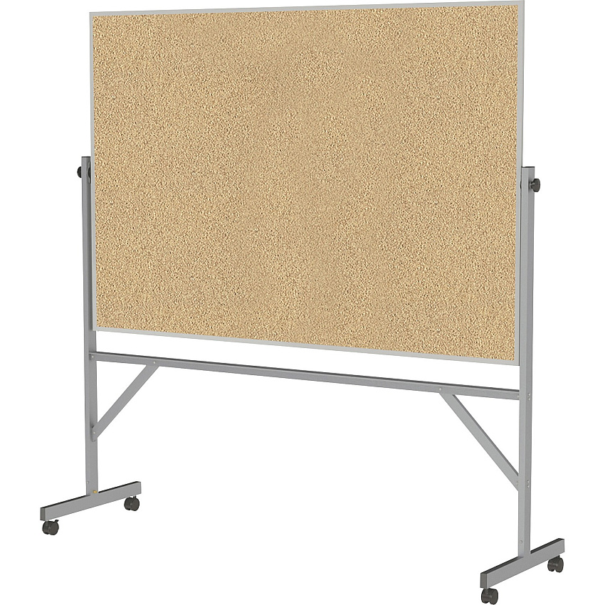 Ghent Bulletin Board 48" Board Height x 72" Board Width - Natural Cork Surface - Durable, Reversible, Wheel, Caster, Portable, Lockable, Accessory Tray, Smooth, Mobility - Silver Aluminum Frame - 78.3" Height x 77" Width x 20" Depth - 1 Each (ARKK46)
