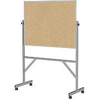Ghent Bulletin Board 36" Board Height x 48" Board Width - Natural Cork Surface - Durable, Reversible, Wheel, Caster, Portable, Lockable, Smooth, Accessory Tray, Mobility - Silver Aluminum Frame - 78.3" Height x 53.3" Width x 20" Depth - 1 Each (ARKK34)