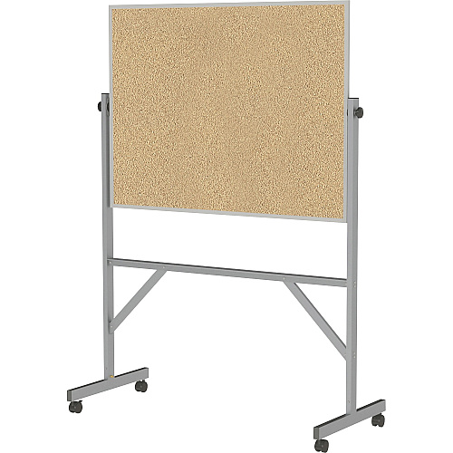 Ghent Bulletin Board 36" Board Height x 48" Board Width - Natural Cork Surface - Durable, Reversible, Wheel, Caster, Portable, Lockable, Smooth, Accessory Tray, Mobility - Silver Aluminum Frame - 78.3" Height x 53.3" Width x 20" Depth - 1 Each (ARKK34)