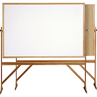 Ghent Reversible Cork Bulletin Board/Whiteboard with Wood Frame 72