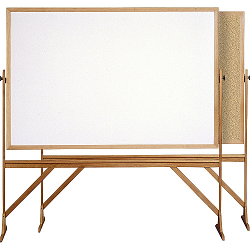 Ghent Reversible Cork Bulletin Board/Whiteboard with Wood Frame 72" (6 ft) Width x 48" (4 ft) Height - Natural White Cork Surface - Wood Frame - Eraser Included - 1 Each (RMK46)