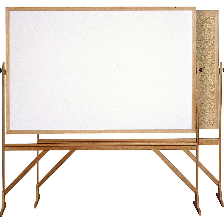 Ghent Reversible Cork Bulletin Board/Whiteboard with Wood Frame 72" (6 ft) Width x 48" (4 ft) Height - Natural White Cork Surface - Wood Frame - Eraser Included - 1 Each (RMK46)