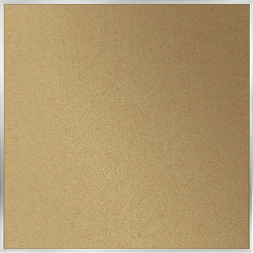 Ghent Natural Cork Bulletin Board with Aluminum Frame 48" Board Height x 48" Board Width - Natural Cork, Fiberboard Surface - Self-healing, Laminated, Long Lasting, Rigid - Satin Aluminum Frame - 1 Each - TAA Compliant (AK44)