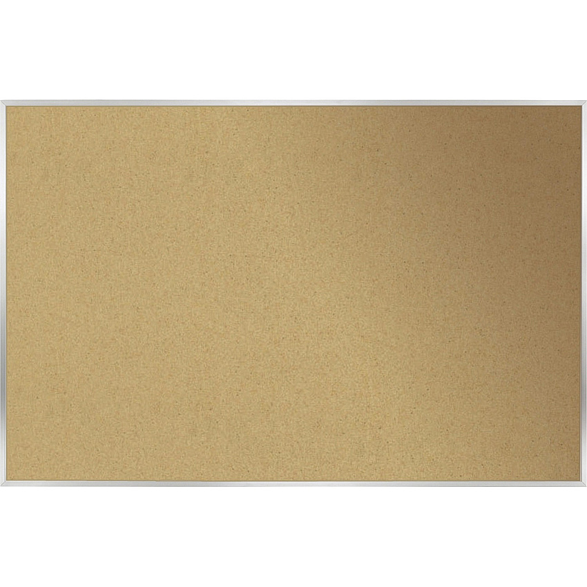 Ghent Natural Cork Bulletin Board with Aluminum Frame 48" Board Height x 12 ft Board Width - Natural Cork, Fiberboard Surface - Self-healing, Laminated, Long Lasting, Rigid - Satin Aluminum Frame - 1 Each - TAA Compliant (AK412)