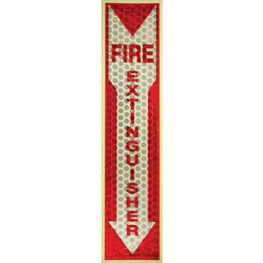 Miller's Creek Luminous Fire Extinguisher Sign English - Print/Message "Fire Extinguisher" - 4" Width x 16.8" Height x 1" Depth - Rectangular Shape - Red Print/Message Color - Reflective, Flexible, Adhesive, Recyclable - Red - 1 Each (151833)