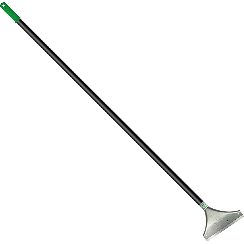 Unger Heavy-Duty Scraper 8" Zinc Alloy Blade - 60" Galvanized Steel Handle - Heavy Duty, Ergonomic, Comfortable, Hanging Hole - Black, Silver - 1Each (HDSS0)
