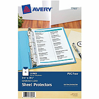 Avery&reg; Mini Diamond Clear Heavyweight Sheet Protectors 1 x Sheet Capacity - For 5 1/2" x 8 1/2" Sheet - 7 x Holes - 3 x Rings - Ring Binder - Top Loading - Rectangular - Clear - Polypropylene - 15/Bag - 1 Carton (77007)