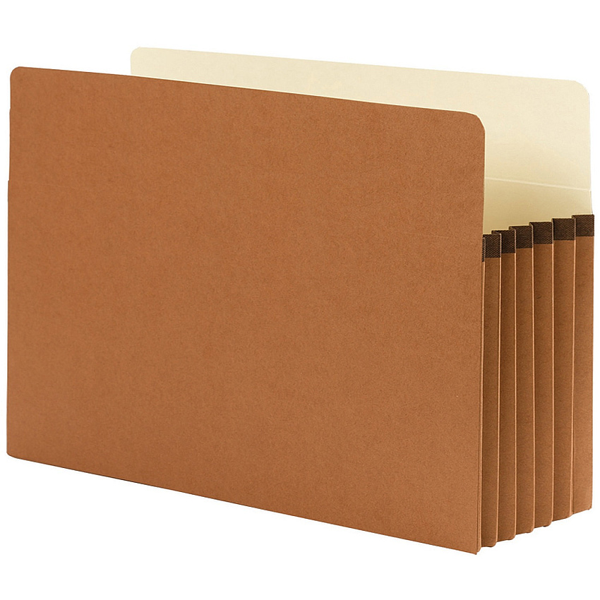 Smead Straight Tab Cut Legal Recycled File Pocket 9 1/2" x 14 5/8" - 5 1/4" Expansion - Redrope - 100% Recycled - 10 / Box (74206)