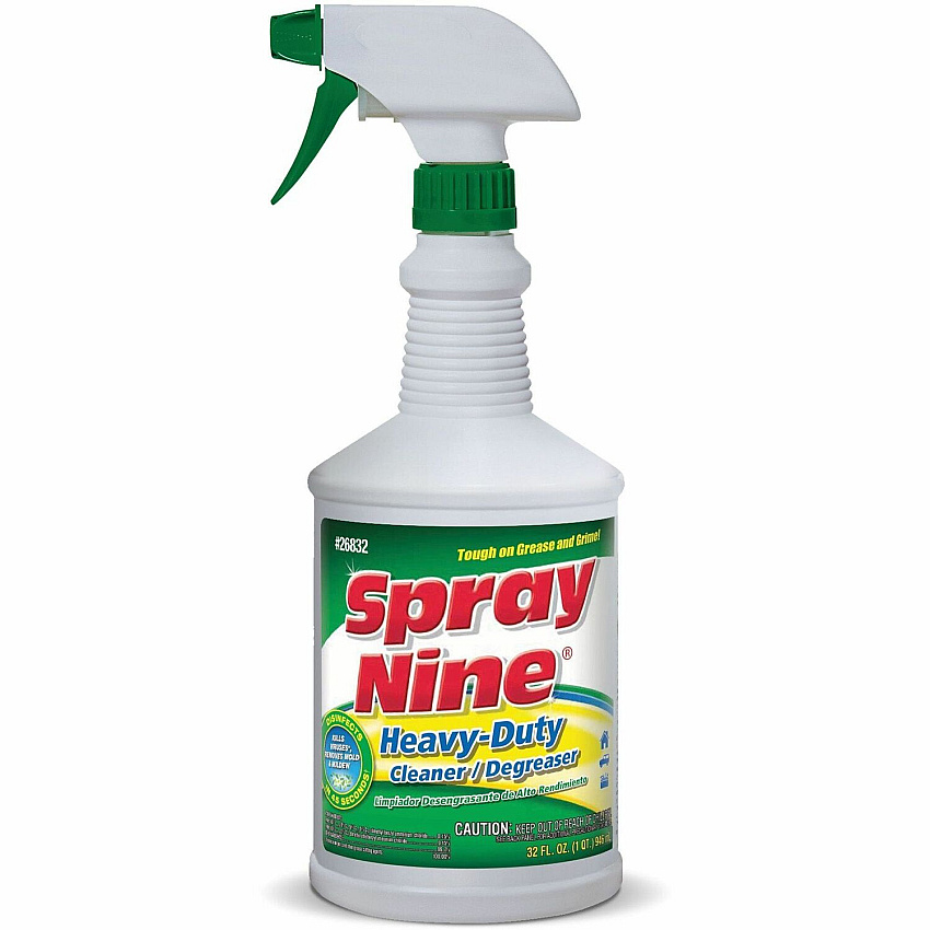 Spray Nine Heavy-Duty Cleaner/Degreaser w/Disinfectant 32 fl oz (1 quart) - Disinfectant, Water Based, Petroleum Free, Antibacterial - Clear Bottle - 1 Each (26832)