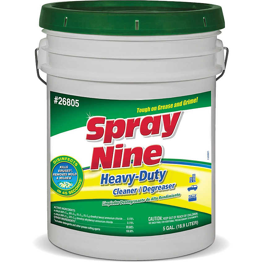 Spray Nine Heavy-Duty Cleaner/Degreaser + Disinfectant For Multipurpose - 640 fl oz (20 quart) - Mild Scent - Recommended For: Grease Remover, Stain Remover, Oil Remover, Dirt Remover, Food Remover, Finger Mark Remover, Wax Remover, Tar Remover, S (26805)