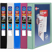 Avery Heavy-Duty View Binder 1" Binder Capacity - Letter - 8 1/2" x 11" Sheet Size - 250 Sheet Capacity - 1 2/5" Spine Width - 3 x 1" Ring - Fastener: Slant Ring - Pocket: 4, Internal - Polypropylene - Black, Pacific Blue, Red, White, Yellow - Adh (79830)