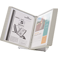 DURABLE Desk Reference System with Display Sleeves Desktop - 10 Panels - Support Letter Media - Antimicrobial - Gray - 1 Each (535810)