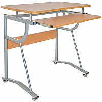 Techni Mobili Compact Computer Desk Rectangle Top - Modern Style - 65 lb Capacity - 30" Height x 43" Width x 19.50" Depth - Computer, Keyboard, Printer - Assembly Required - Cherry - MDF, Polyvinyl Chloride (PVC), Laminate, Veneer - Powder Coate (8336C09)