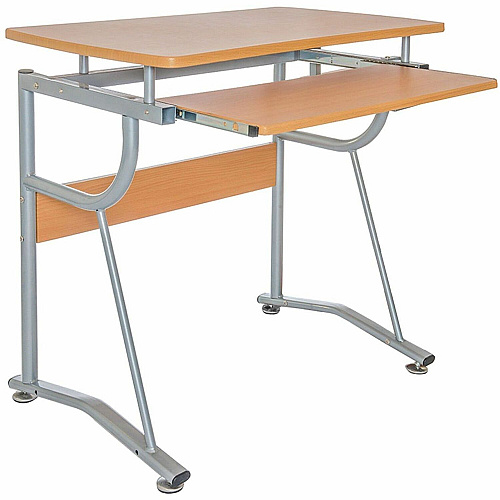 Techni Mobili Compact Computer Desk Rectangle Top - Modern Style - 65 lb Capacity - 30" Height x 43" Width x 19.50" Depth - Computer, Keyboard, Printer - Assembly Required - Cherry - MDF, Polyvinyl Chloride (PVC), Laminate, Veneer - Powder Coate (8336C09)