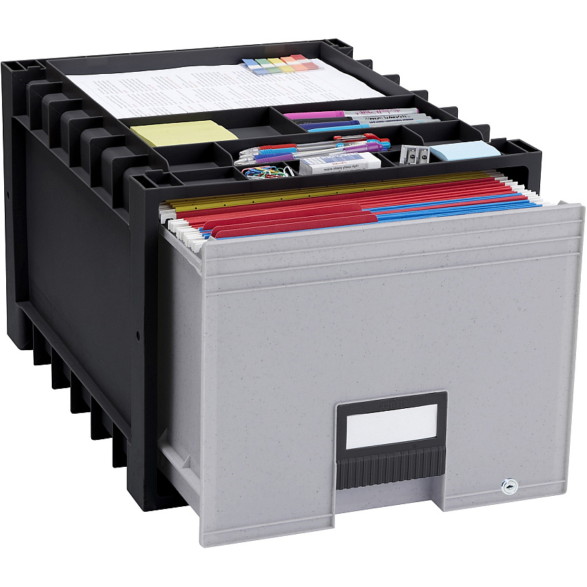 Storex Black/Gray Heavy-duty Archive Drawer Internal Dimensions: x 18" Width - External Dimensions: 14.3" Length x 18" Width x 12.3" Height - 50 lb - 13.69 gal - Media Size Supported: Letter - Heavy Duty - Stackable - Plastic - Black, Gray - F (61178U01C)