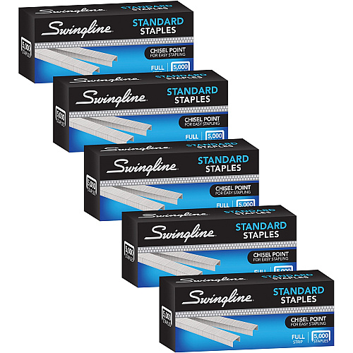 Swingline Staples Standard - 1/4" - for Paper - Chisel Point, Durable - 5000 Per Cartridge - 5000/Box - 5 / Pack (35101)