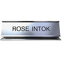 Xstamper Pedestal Aluminum Desk Sign 8" Holding Width x 2" Holding Height - Rectangular Shape - Long Lasting, Durable - Aluminum, Plastic - Silver - 1 Each (K51)