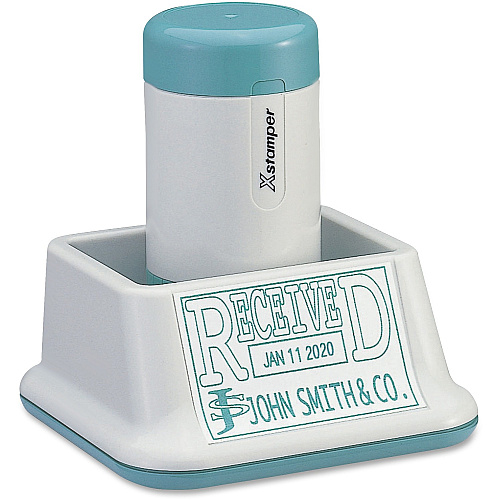 Xstamper XpeDater Date Stamp Custom Message/Date Stamp - A.M., P.M., REC'D, PAID, FAX'D - 1.38" Impression Width - 50000 Impression(s) - Rubber Rubber - Recycled - 1 Each (N89)