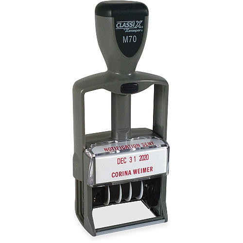 Xstamper ClassiX Self-inking Plastic Date Stamp Date Stamp - 0.94" Impression Width x 1.63" Impression Length - 7000 Impression(s) - Assorted - Plastic, Metal - 1 Each (M70)