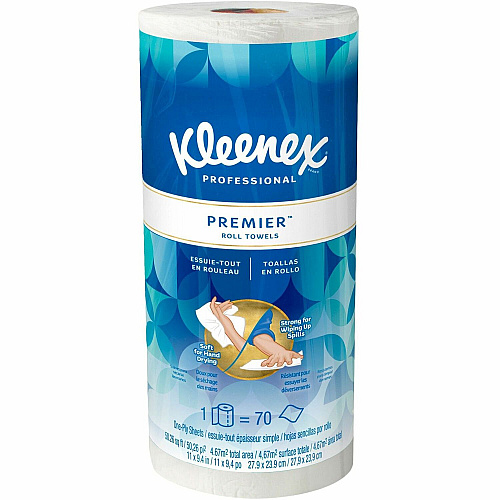 Kleenex Premier Kitchen Paper Towels 1 Ply - 10.40" Width x 11" Length - 70 Sheets/Roll - White - Paper - 1 Roll (13964)