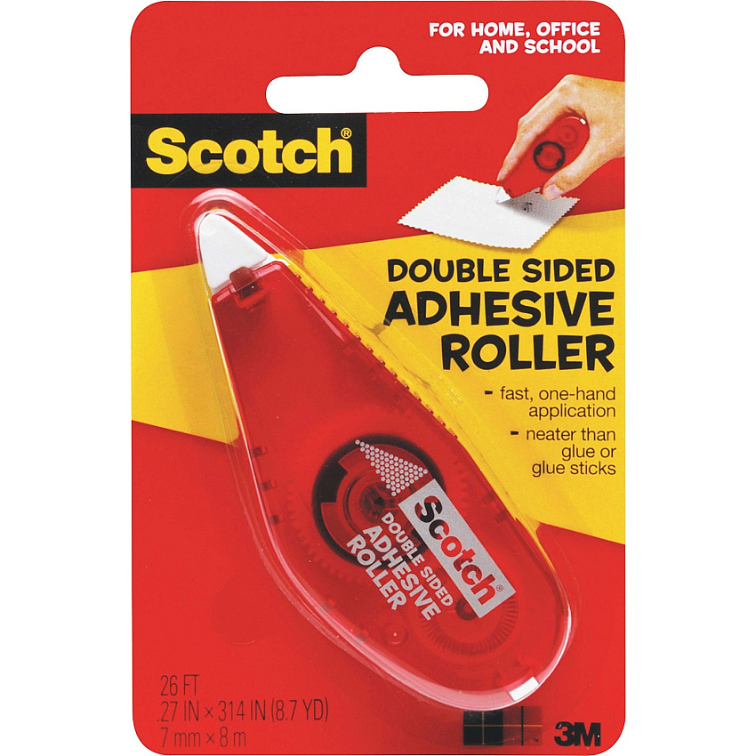 Scotch Double-Sided Adhesive Roller 26 ft Length x 27" Width - Clear - Dispenser Included - Handheld Dispenser - For Multipurpose - 1 Each (6061)