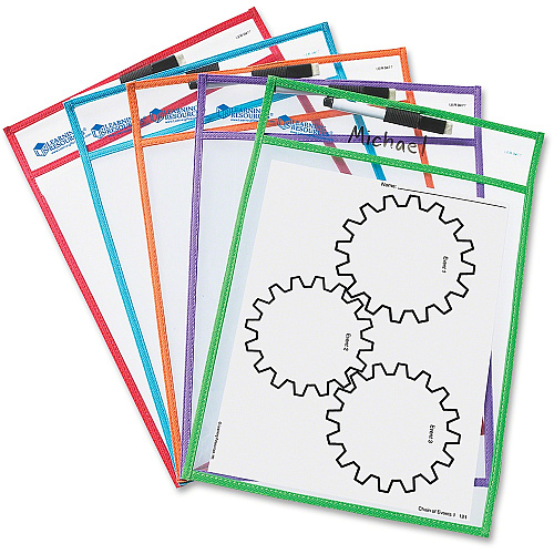Learning Resources Write-and-wipe Pockets White Surface - Portable - Reusable - 5 / Set (LER0477)